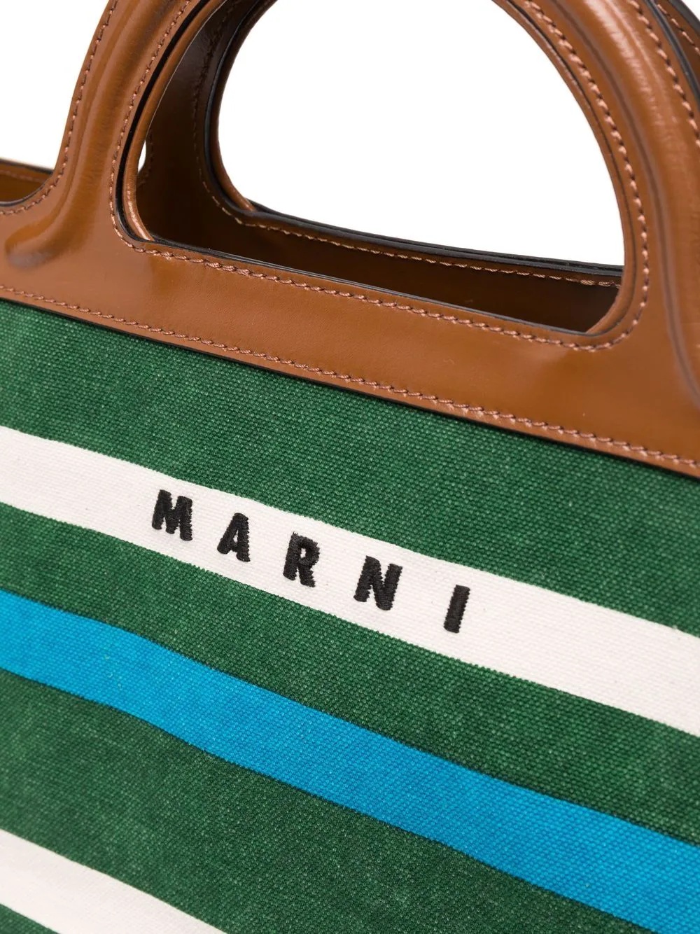 embroidered-logo striped tote bag - 4