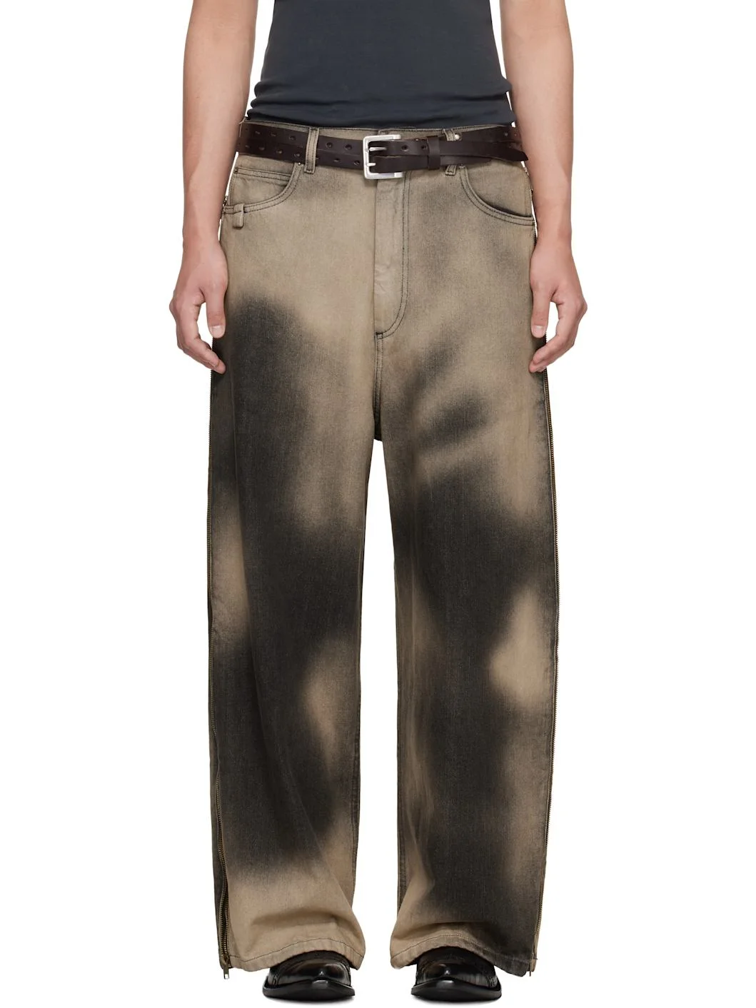 Gray Side Zip Jeans - 1