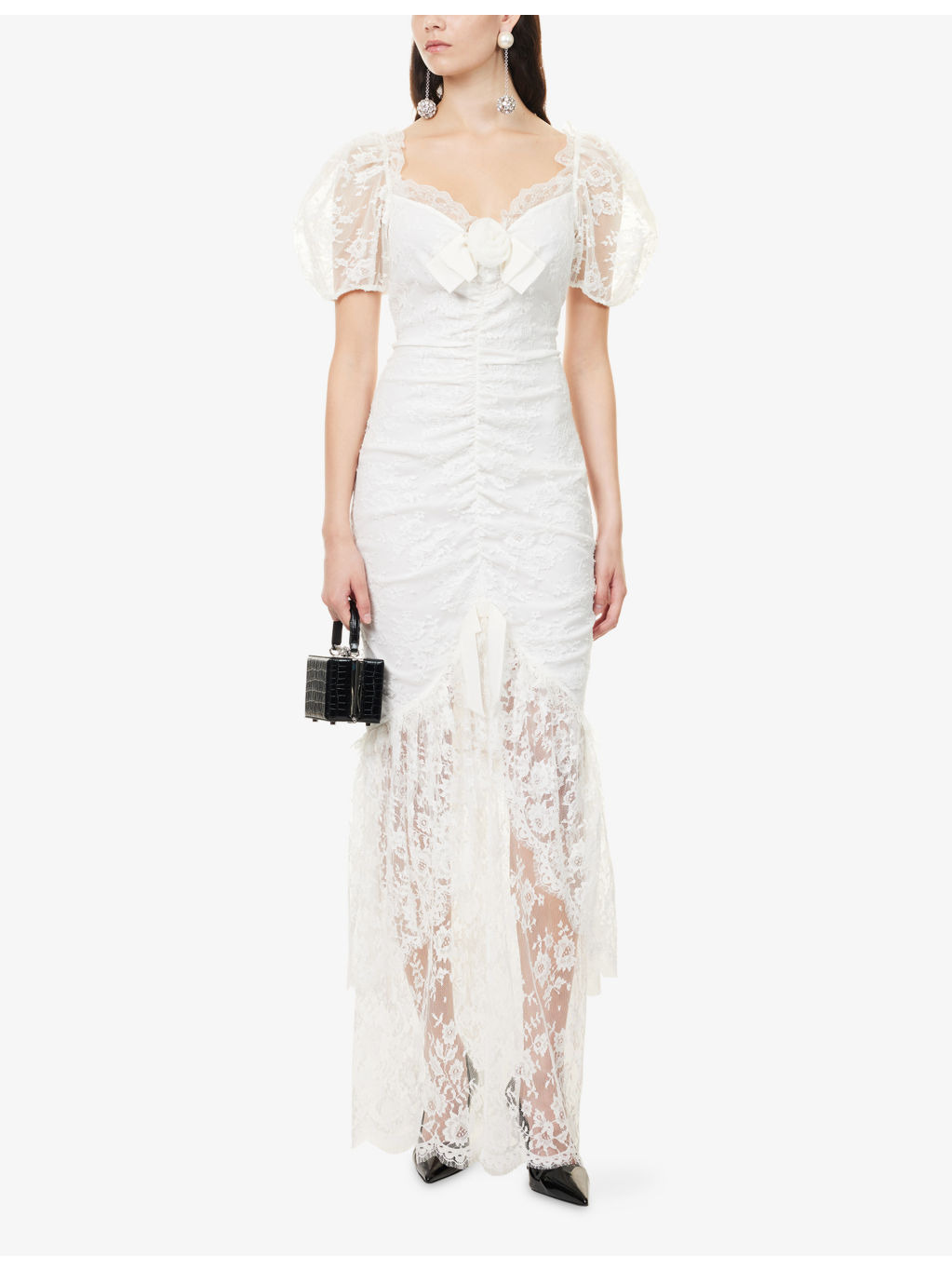 Asymmetric Embellished Lace Gown - 2