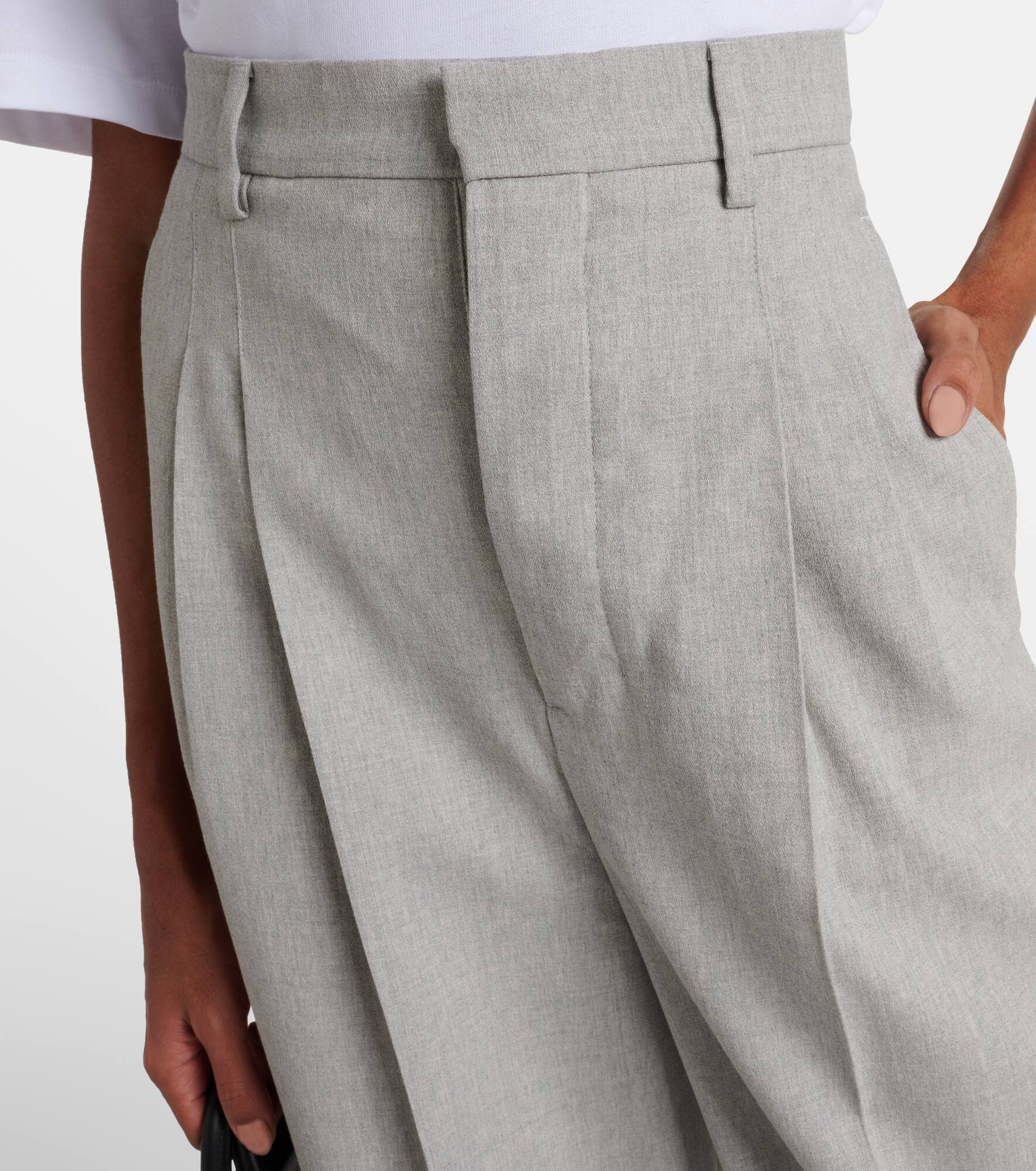 High-rise wool wide-leg pants - 4