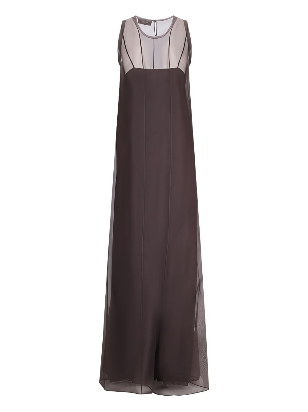 embroidered sheer panel maxi dress - 2