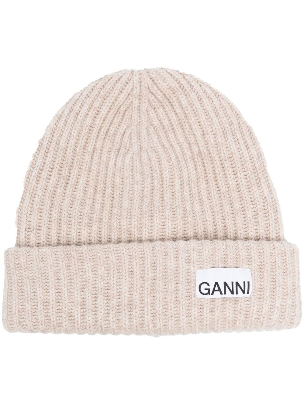 logo-patch ribbed beanie - 1