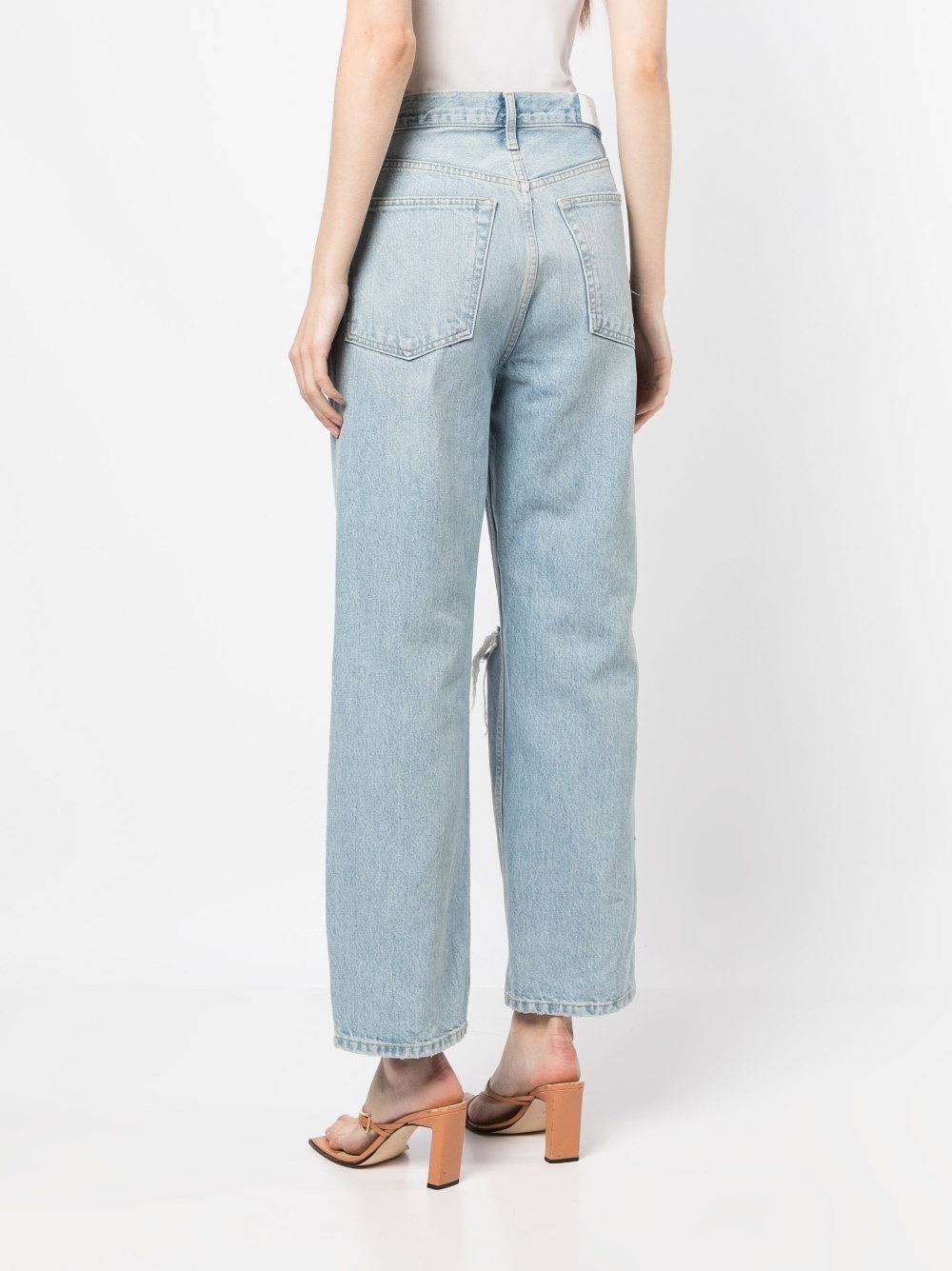 ripped-detail straight-leg jeans - 4