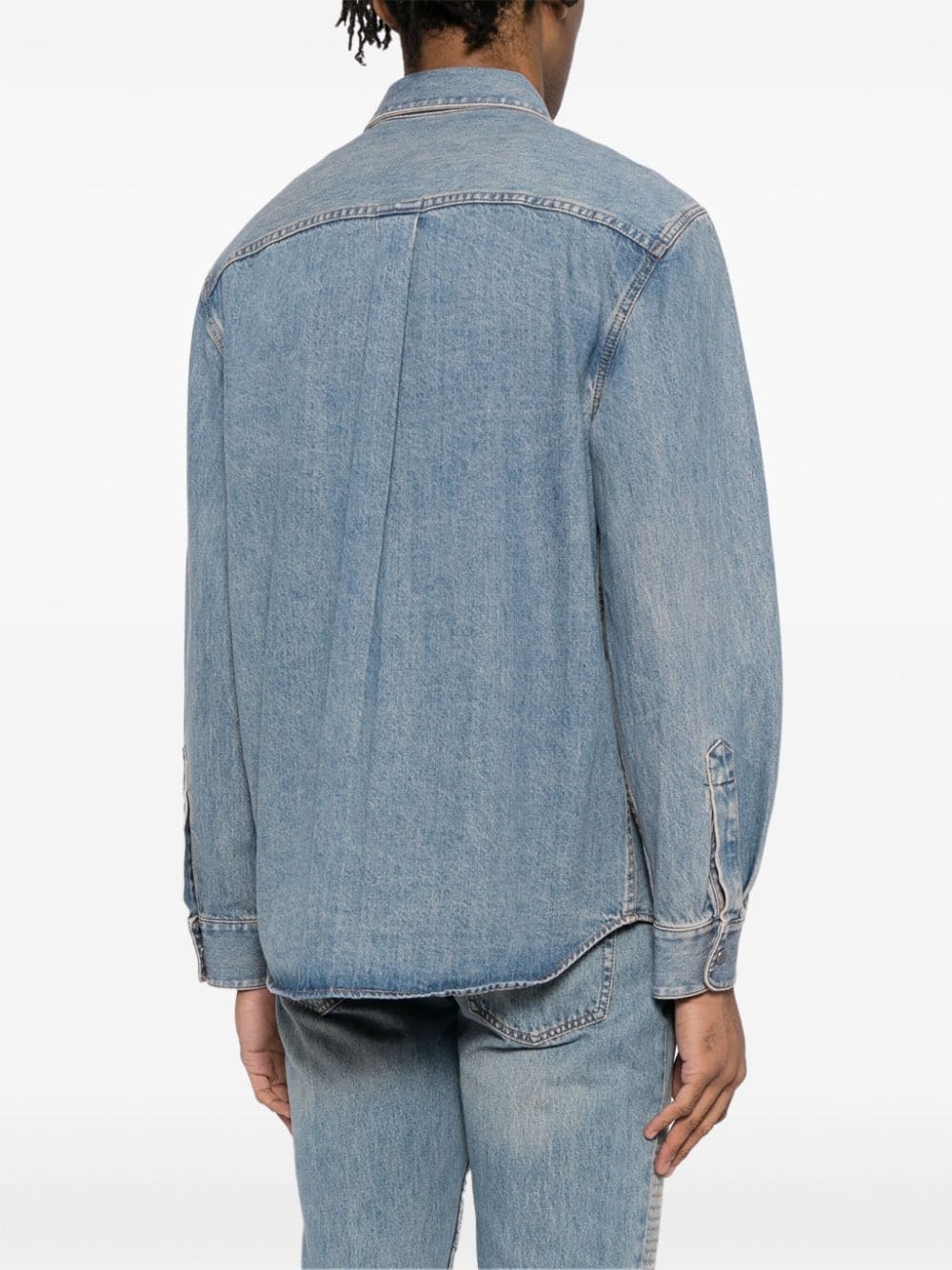 Curved denim shirt - 4