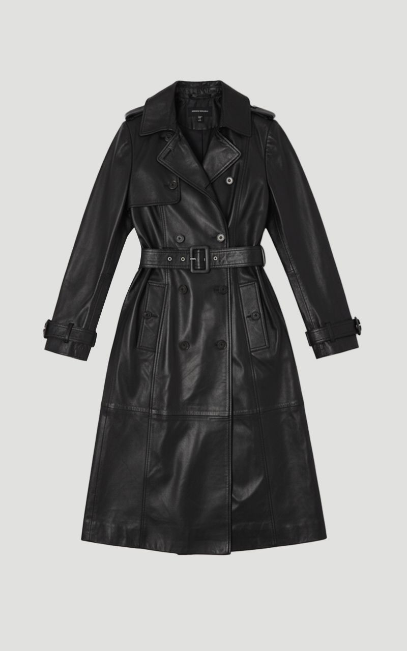 Leather Trench Belted Mac Midi Coat 4