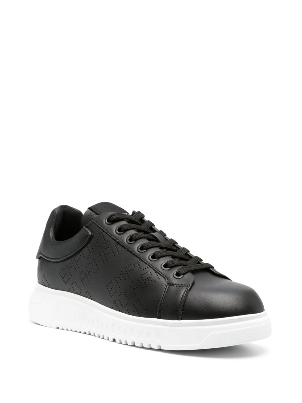 Icon logo-perforated leather sneakers - 2