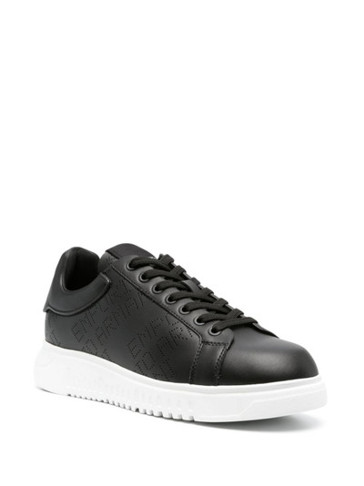 EMPORIO ARMANI Icon logo-perforated leather sneakers outlook