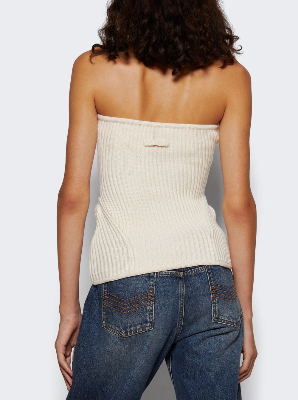 Ribbed Knit Wool Corset White - 4