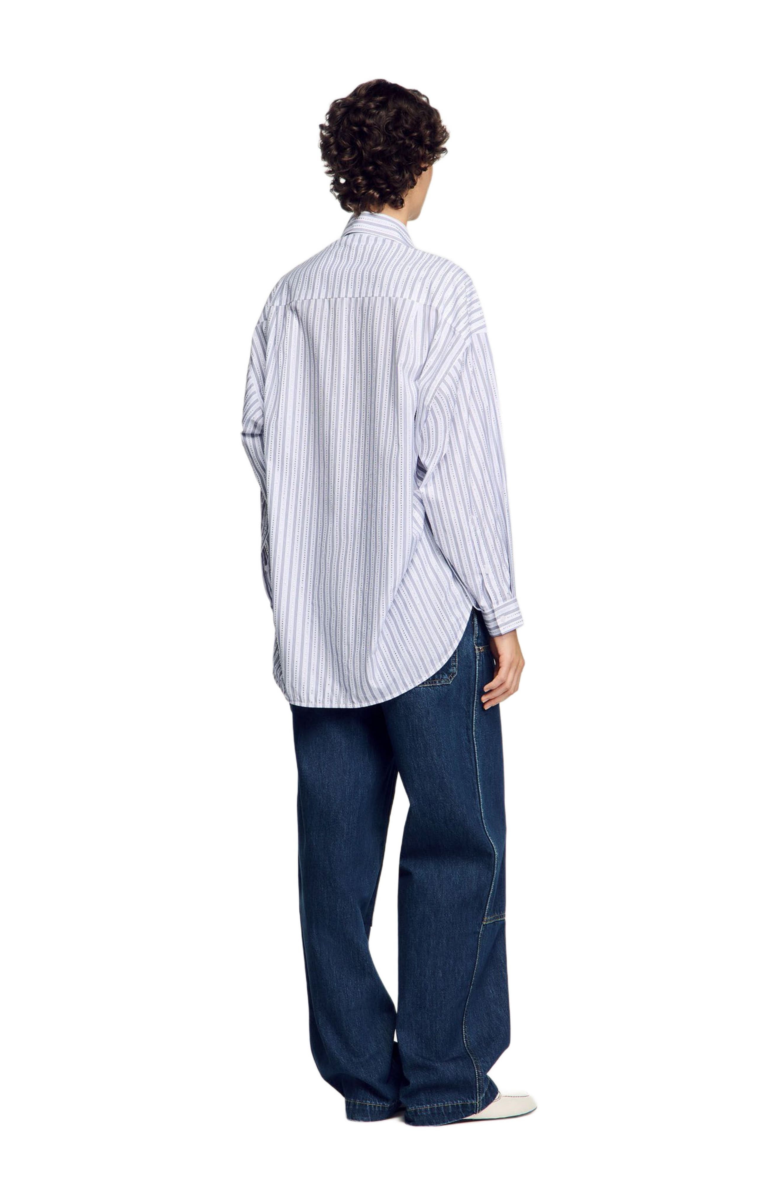 SANDRO Striped rhinestone shirt in White at Nordstrom - 2