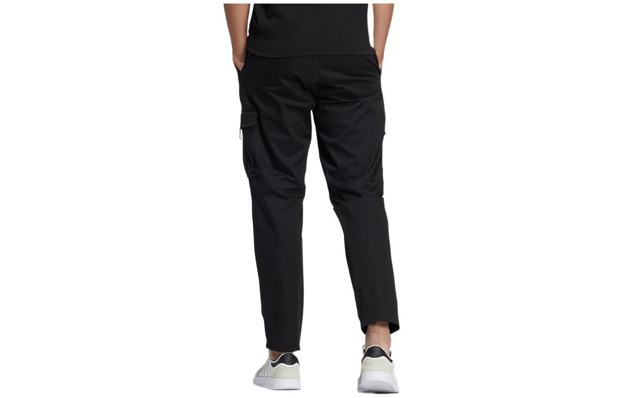 Men's adidas neo Casual Pocket Solid Color Stripe Sports Pants/Trousers/Joggers Black HC9671 - 2