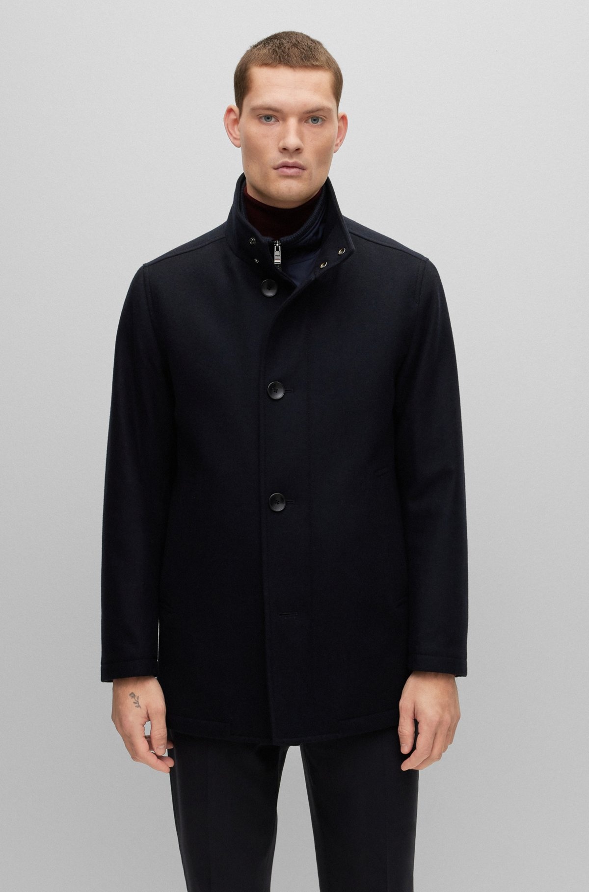 REGULAR-FIT COAT IN A MELANGE WOOL BLEND - 2