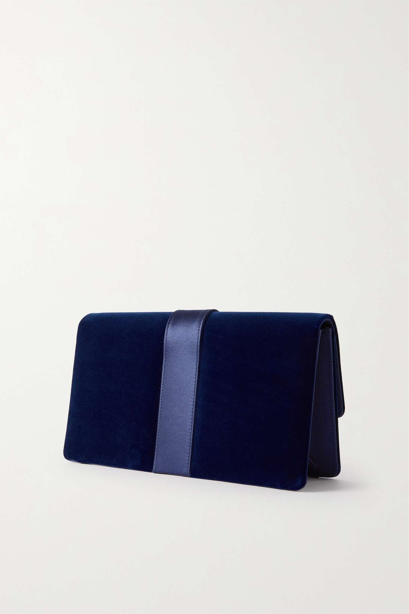 Capri crystal-embellished satin-trimmed velvet clutch - 3