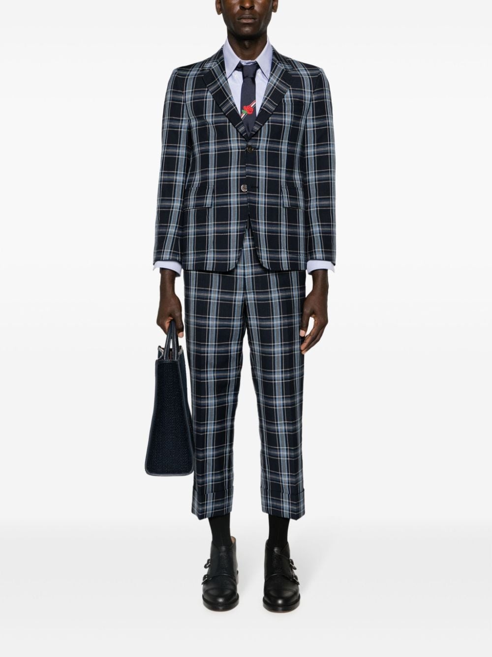 checked virgin wool blend blazer - 2