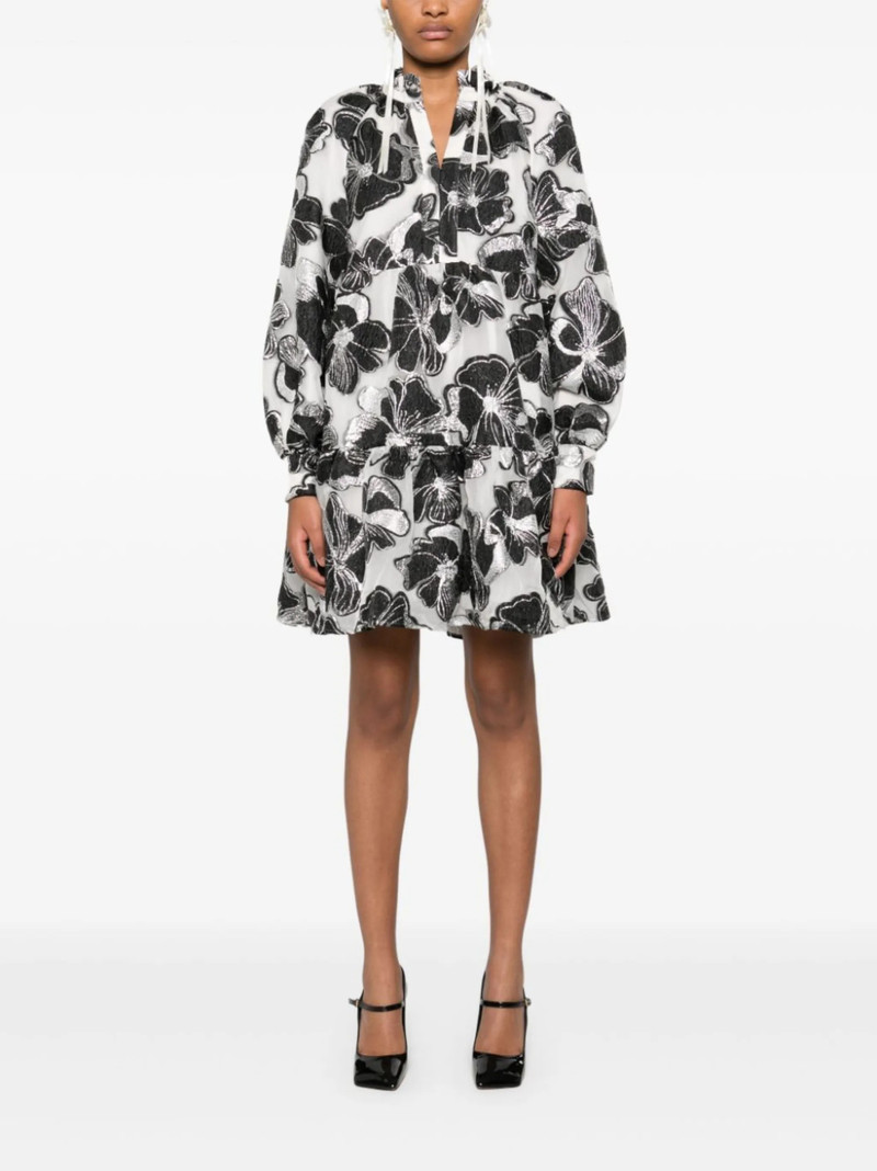 STINE GOYA Anemone-jacquard tier mini dress outlook