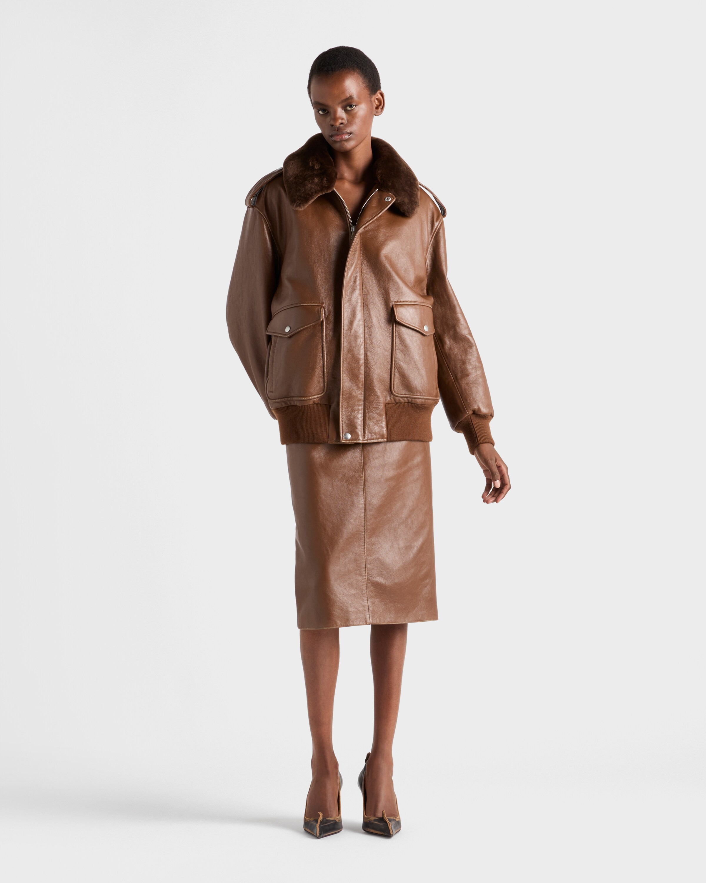 Nappa leather pencil skirt - 2