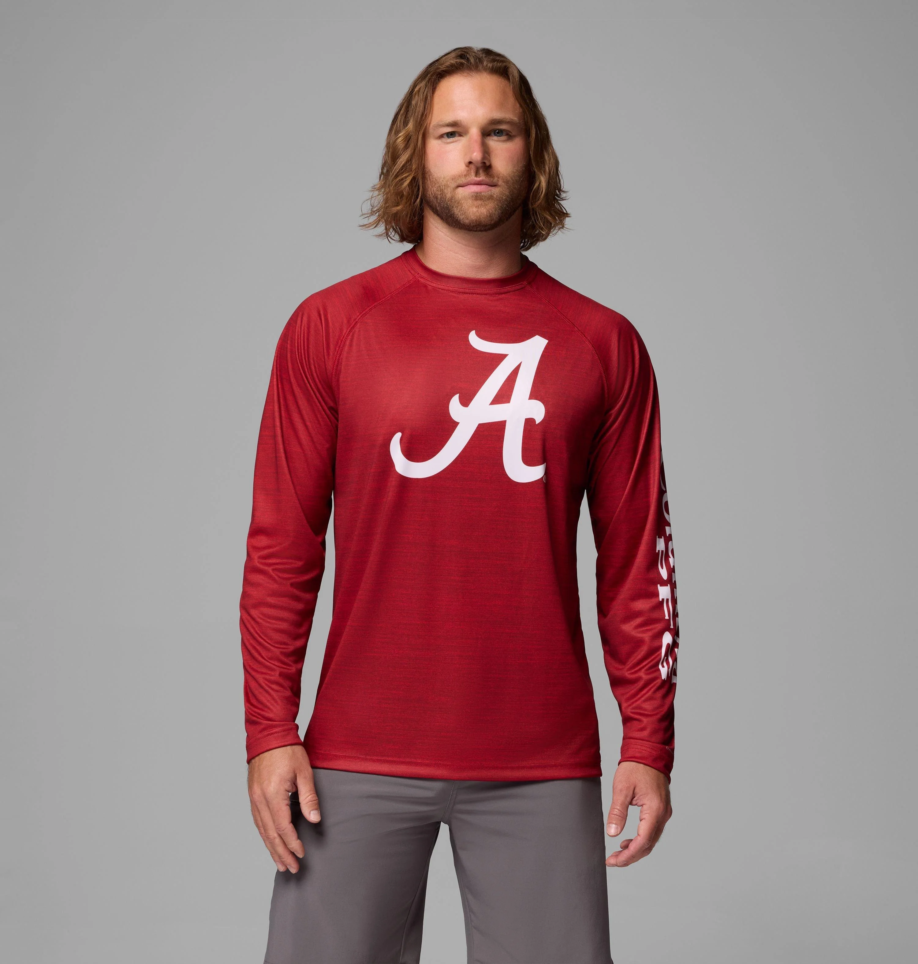 Men's Collegiate PFG Terminal Tackle Heather Long Sleeve Shirt - Alabama - 1