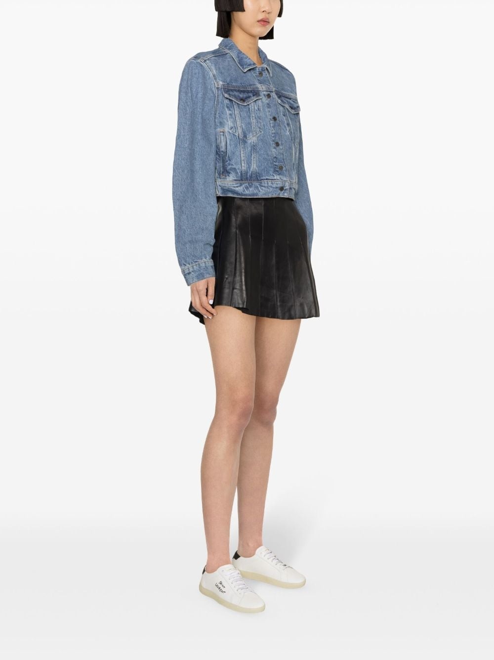 logo-patch denim jacket - 3