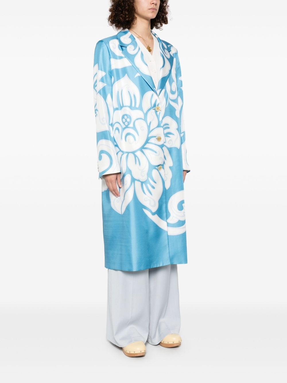 graphic-print silk coat - 3