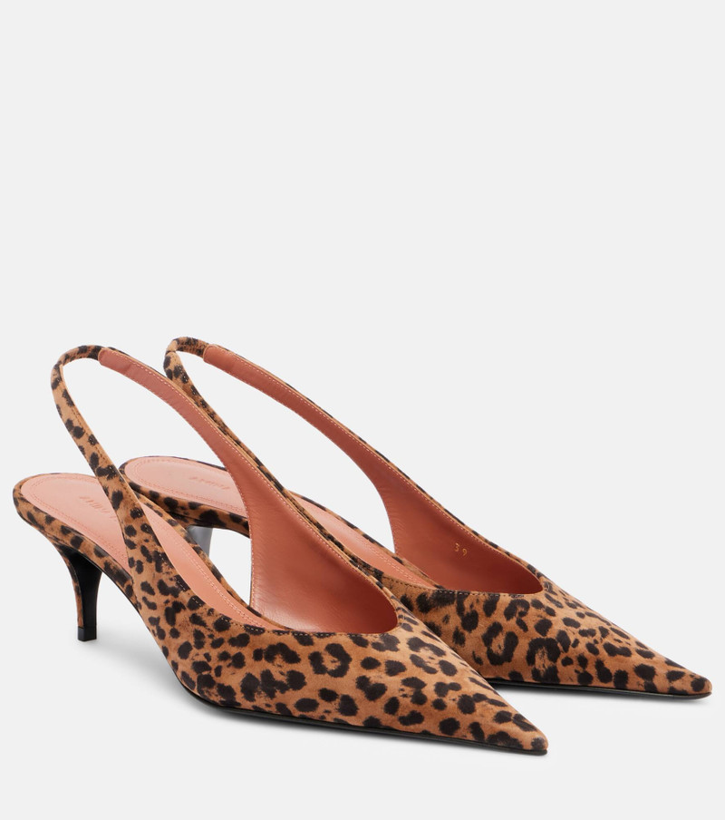Anok 55 leopard-print suede slingback pumps 1