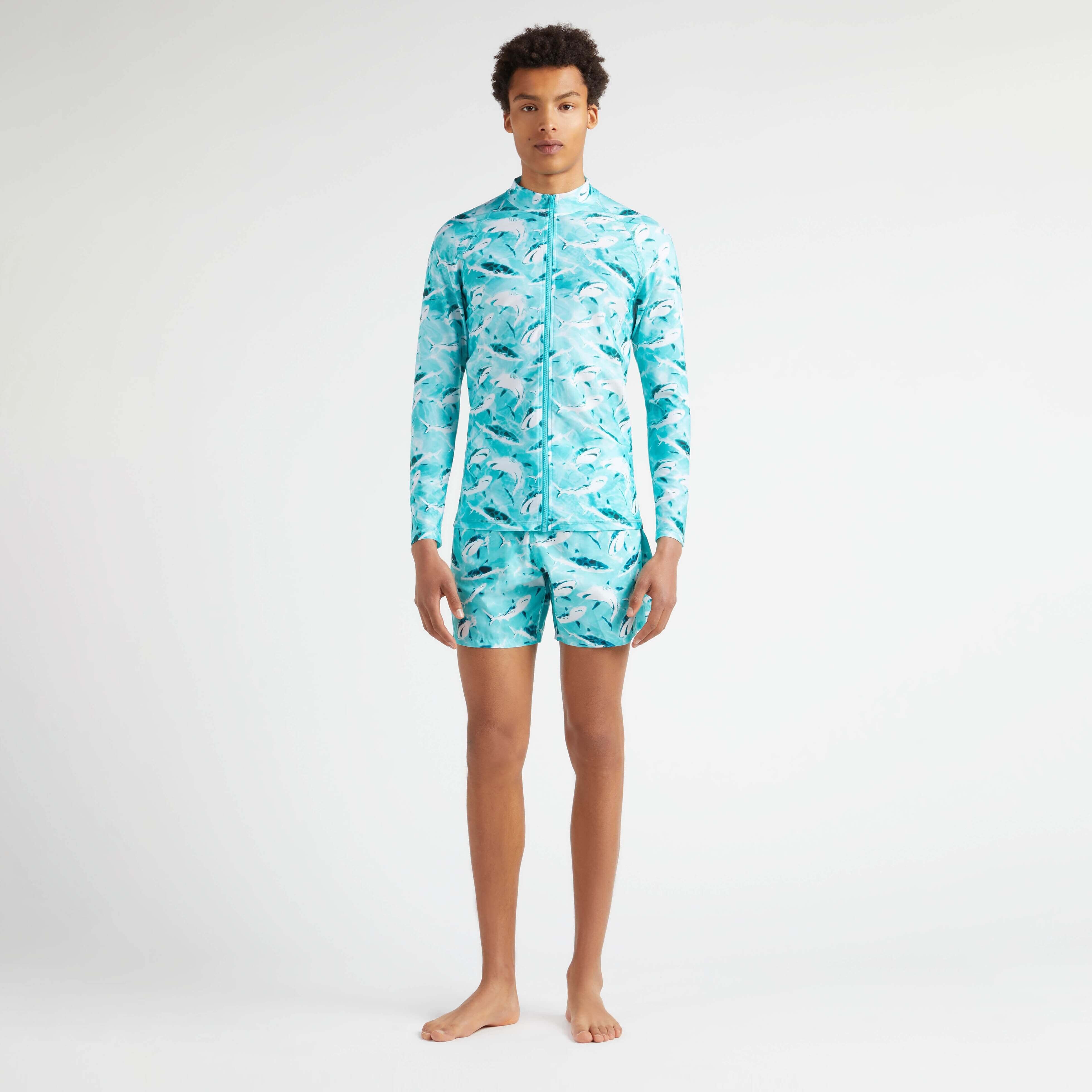 Men Zipped Long Sleeves Rashguard Requins - 3