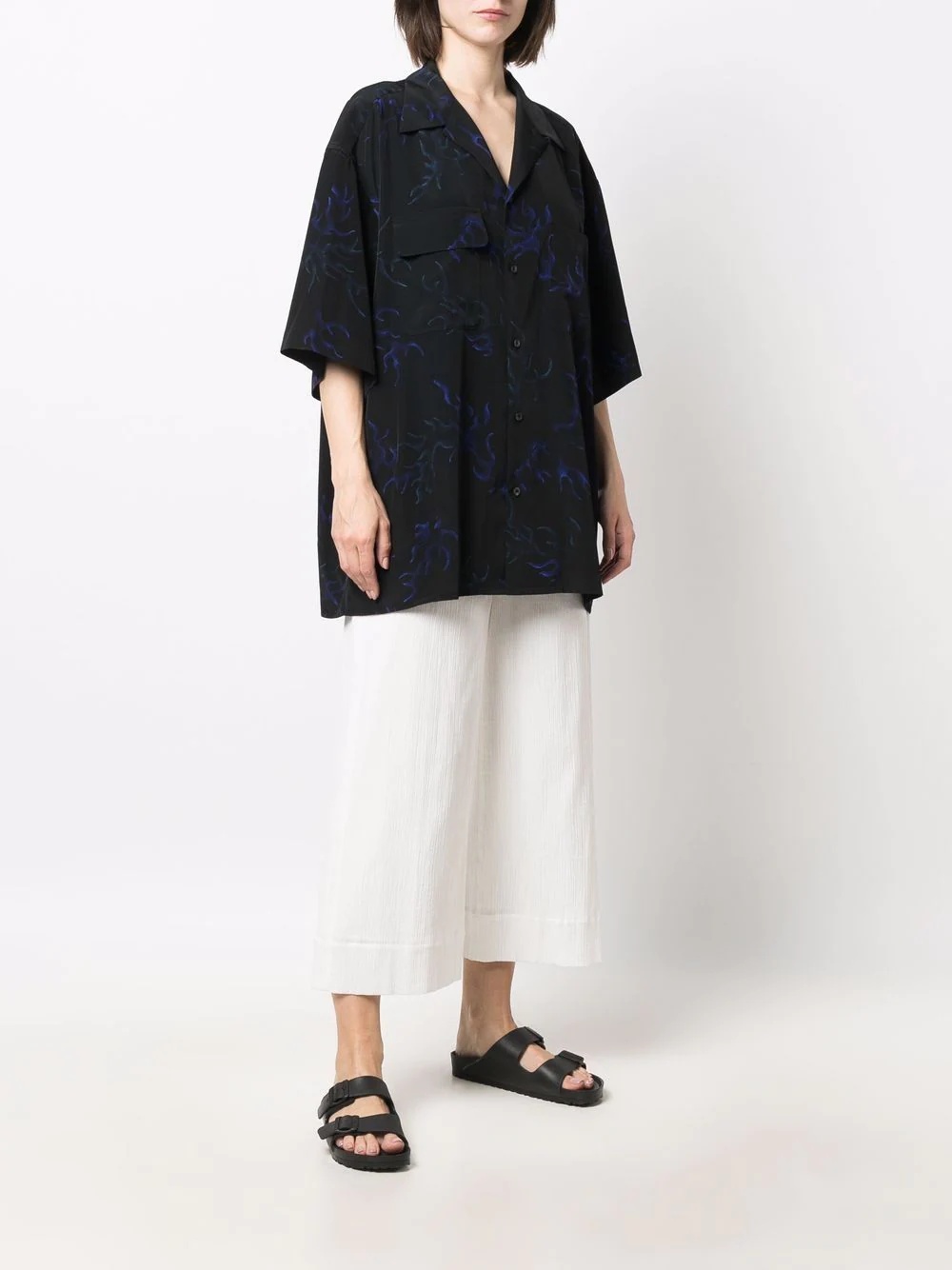 abstract-print oversized shirt - 3