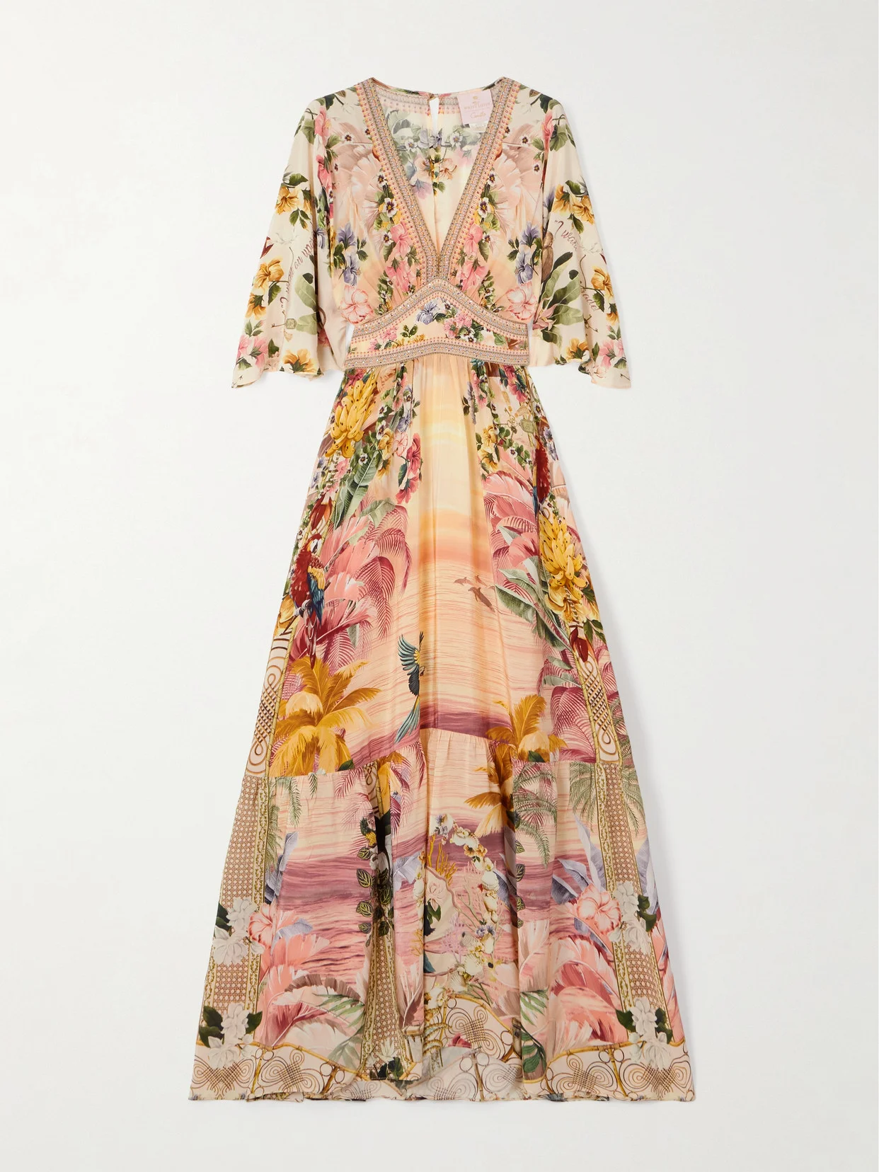 + The White Lotus Crystal-embellished Printed Silk-satin Maxi Dress - 1