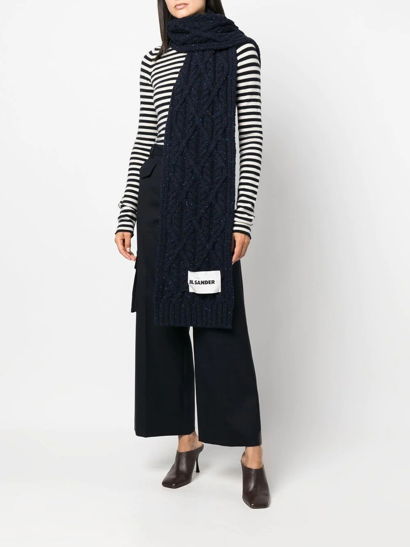 Jil Sander cashmere logo-patch scarf outlook