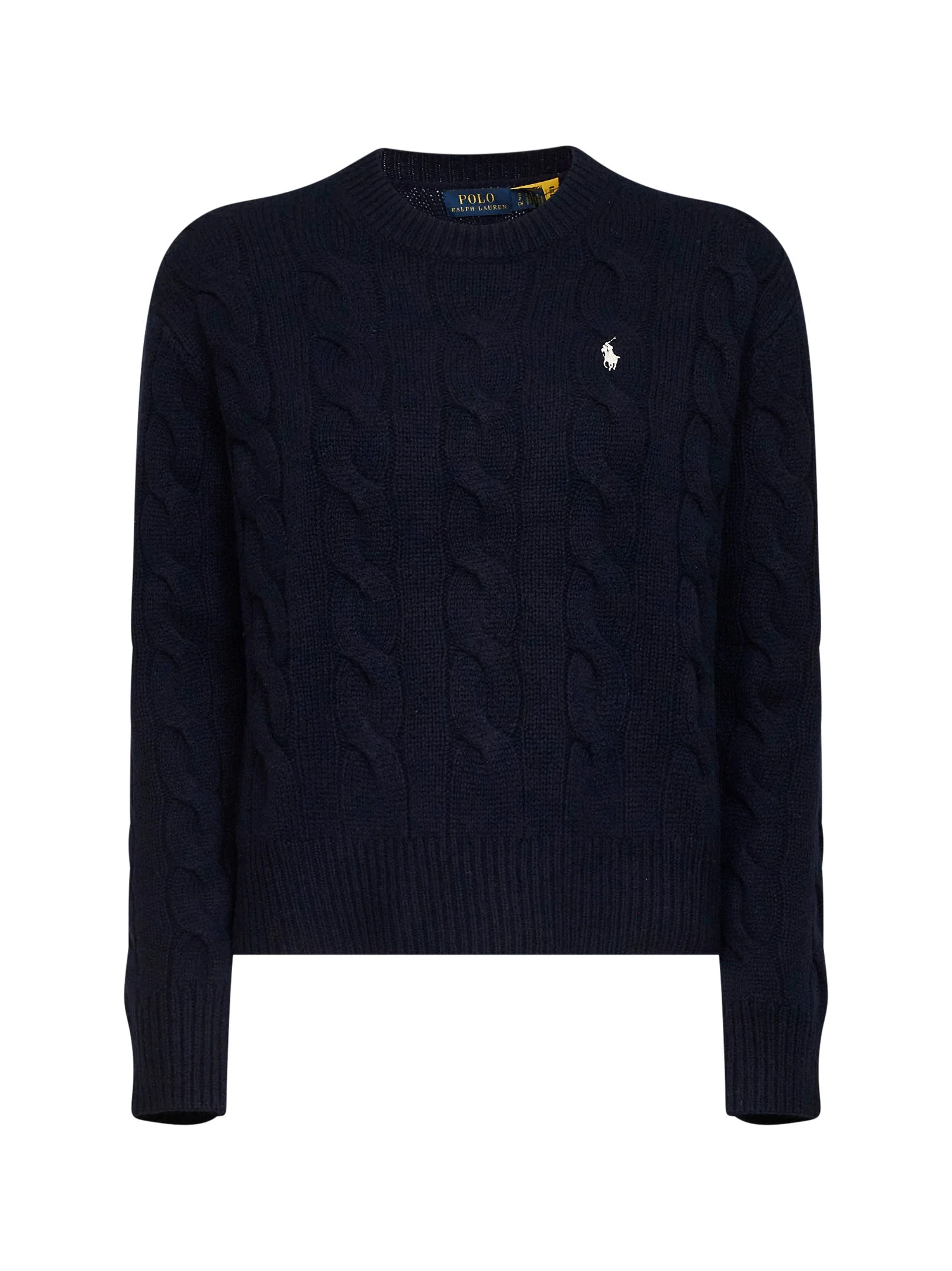 Hunter navy wool and cashmere cable-knit crewneck sweater - 1