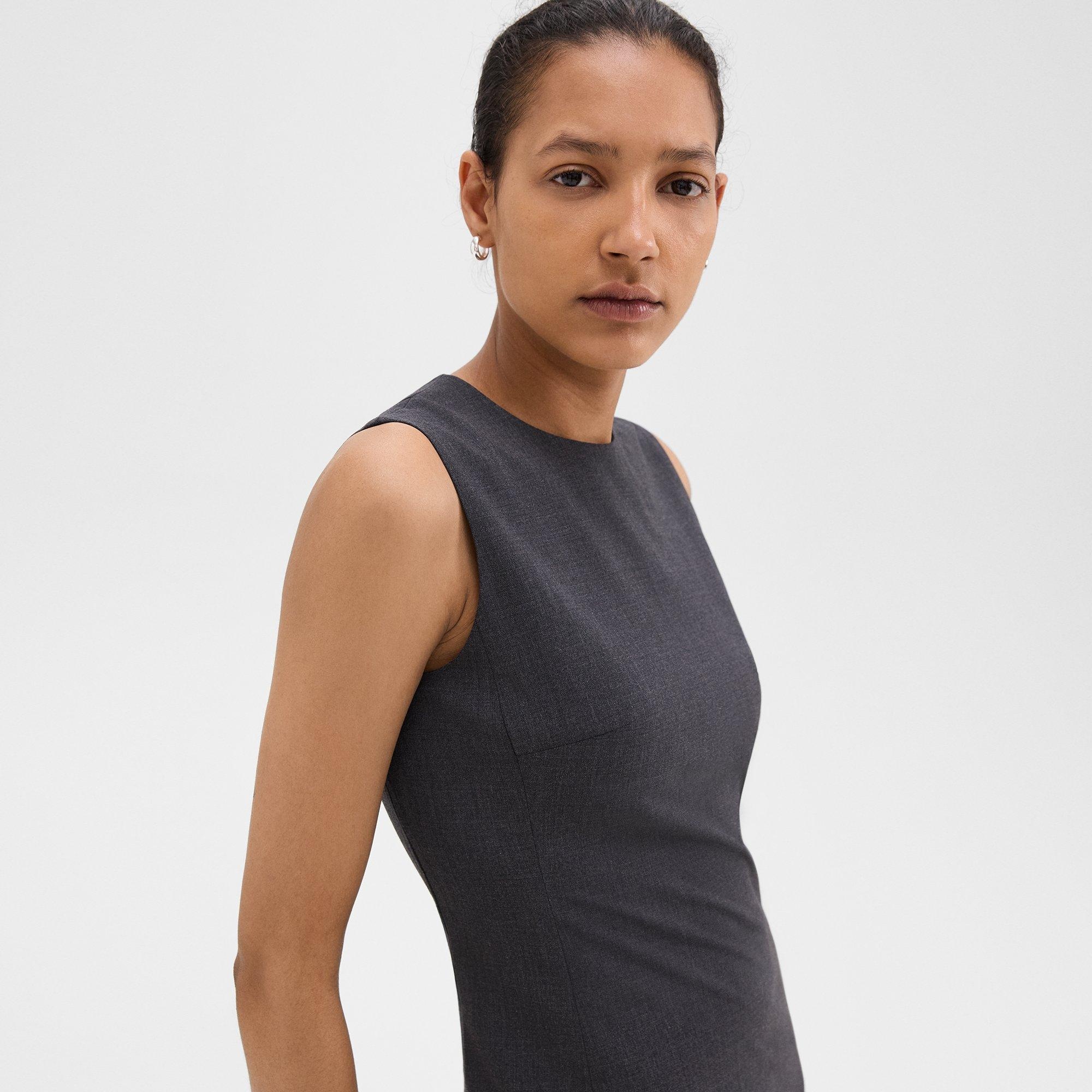 Sleeveless Fitted Dress in Good Wool - 5