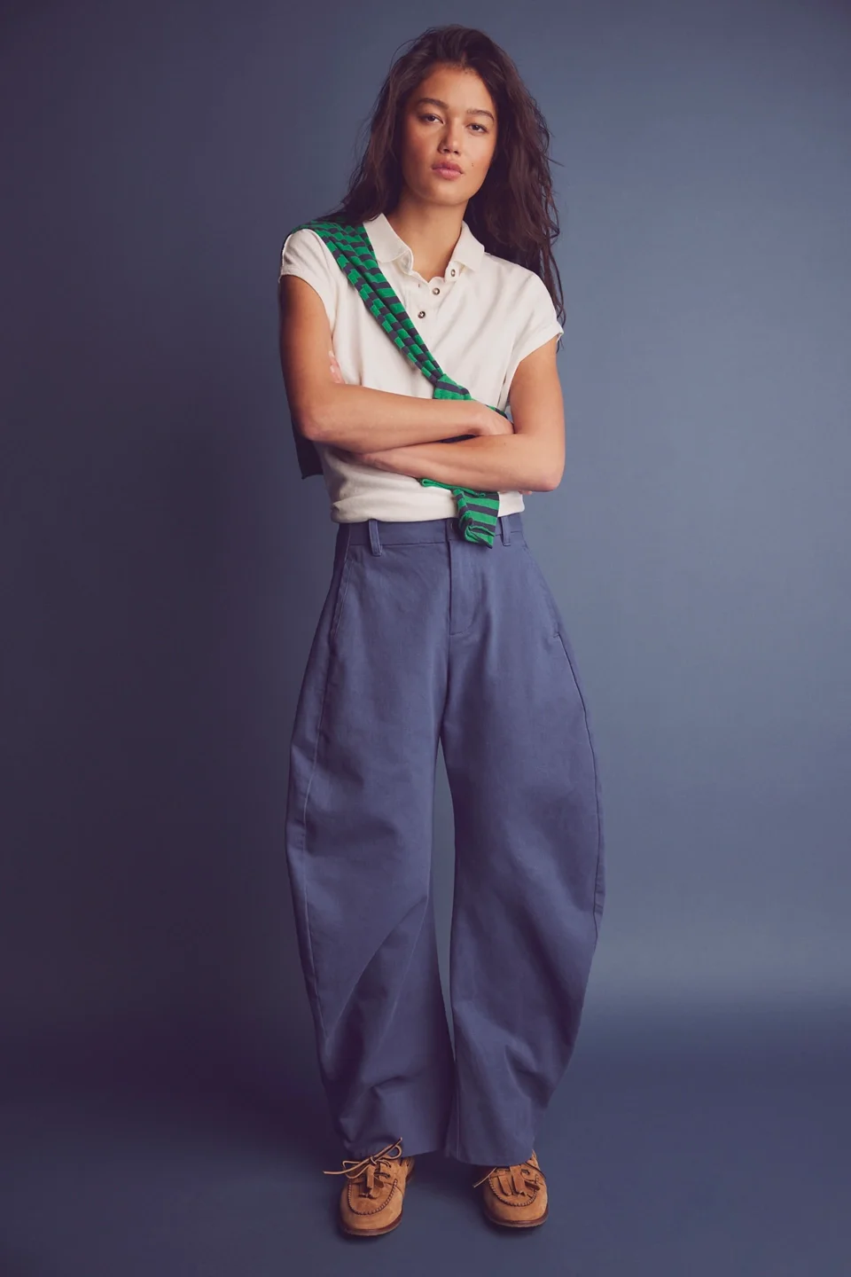 Spotlight Structured Twill Barrel Trousers - 1