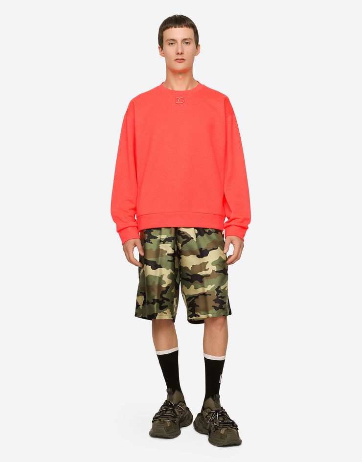 Silk shorts with camouflage print and patch - 4