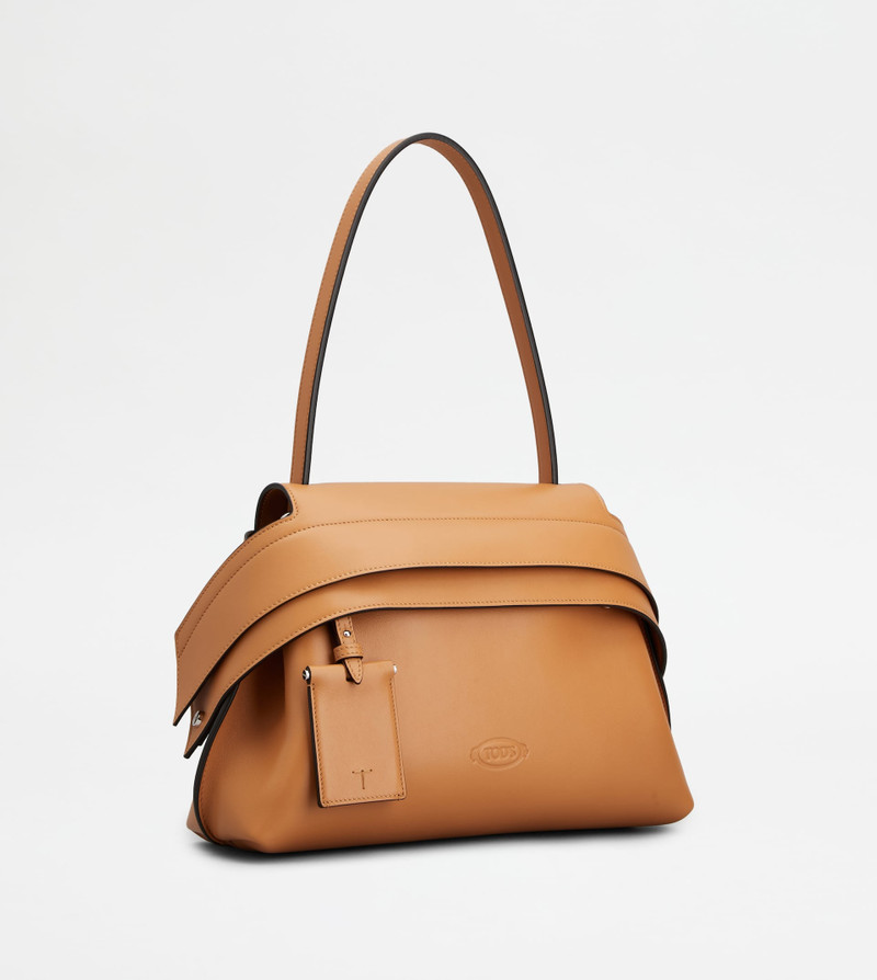 TOD'S WAVE BAG IN LETHER SMALL - BROWN 3