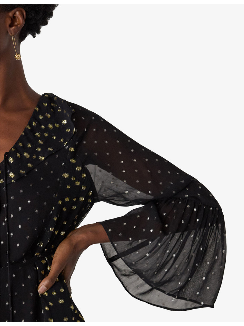 Metallic Dot-Print Woven Midi Dress 4