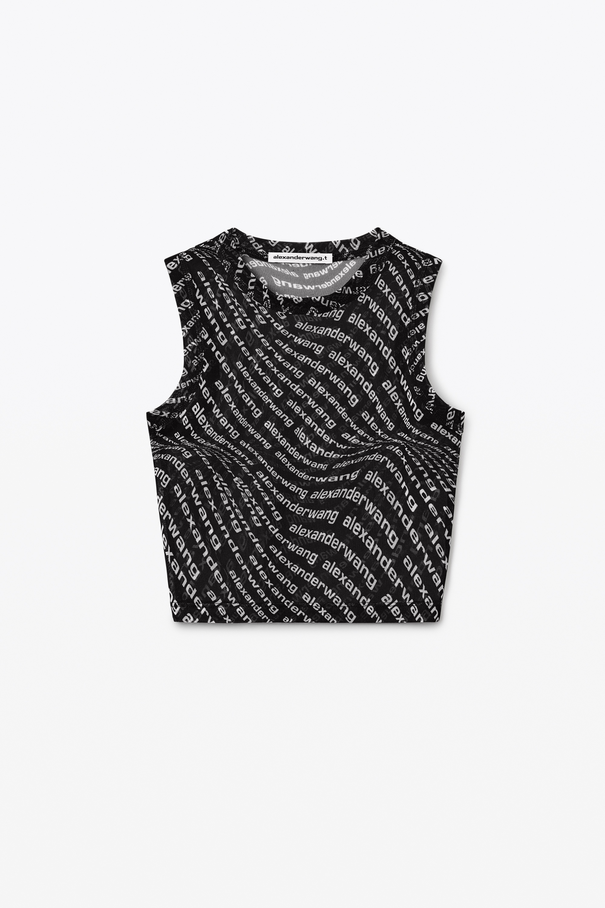 CROP TANK TOP IN STRETCH LOGO MESH - 1