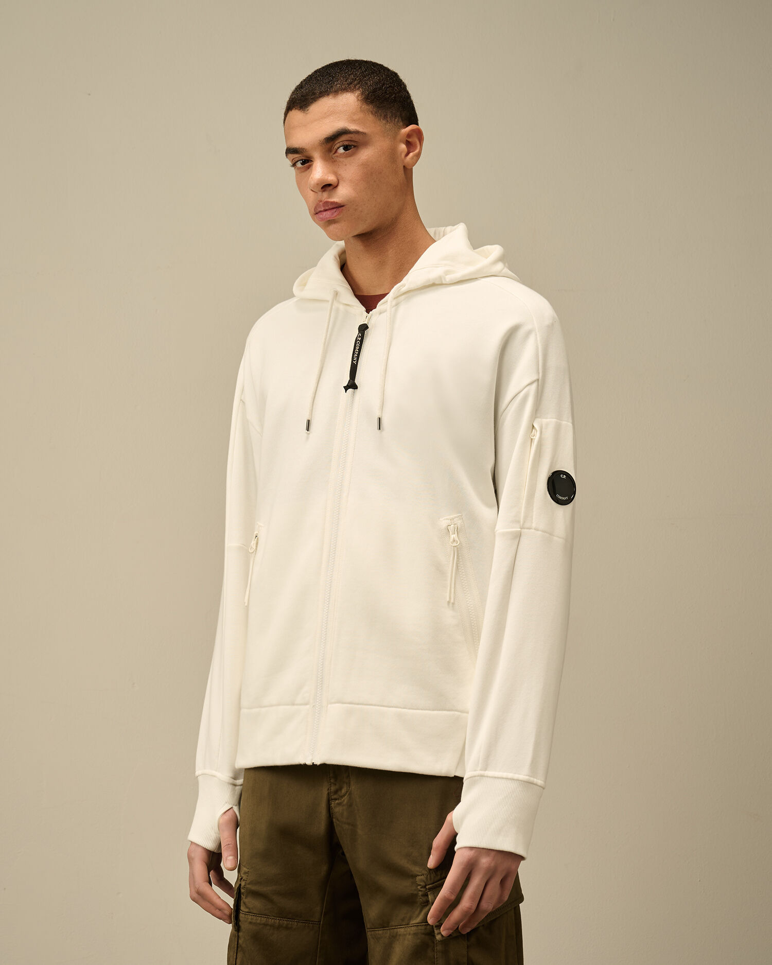 Diagonal Raised Fleece Full Zip Hooded Sweatshirt - 3