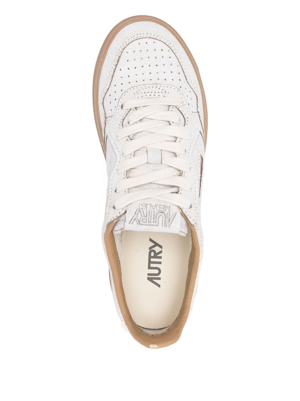 perforated suede sneakers - 4
