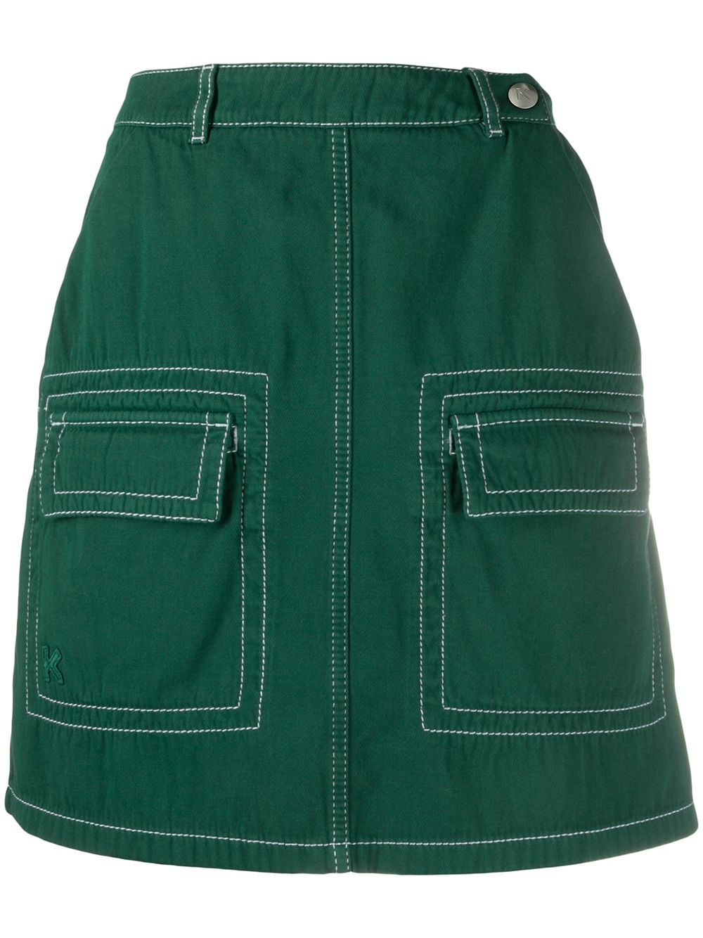 high waisted flap pockets skirt - 1