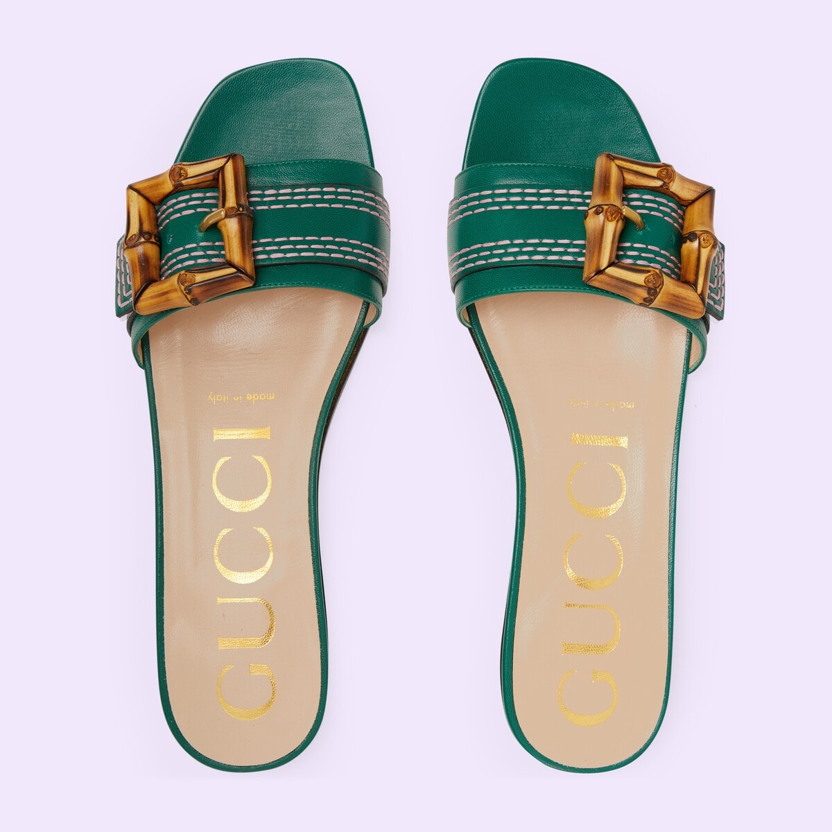 Women's slide sandal with bamboo buckle - 5