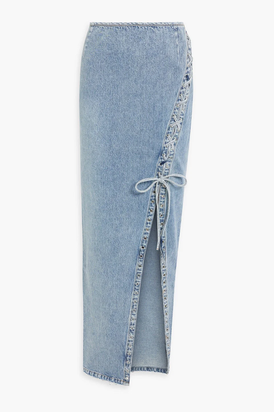 Zahlia lace-up denim maxi skirt - 1