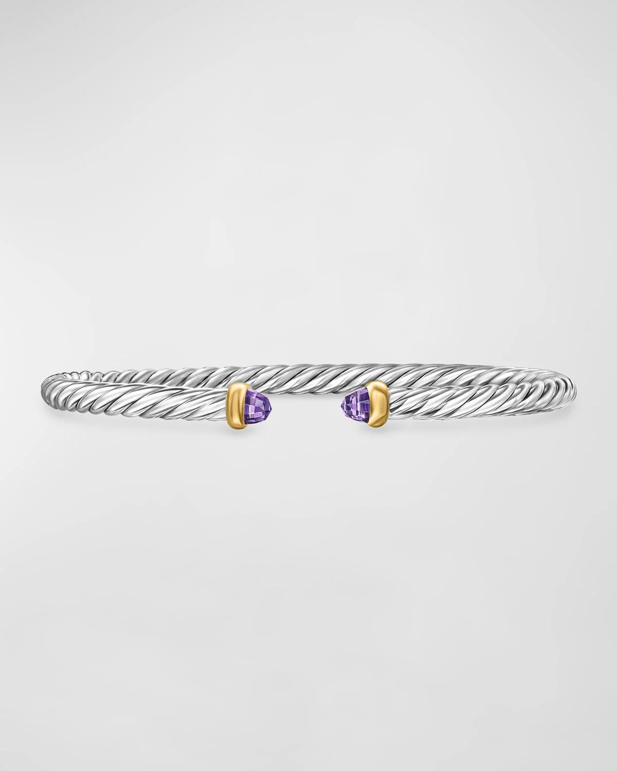 Cable Flex Bracelet with Gemstone in Silver and 14K Gold - 1