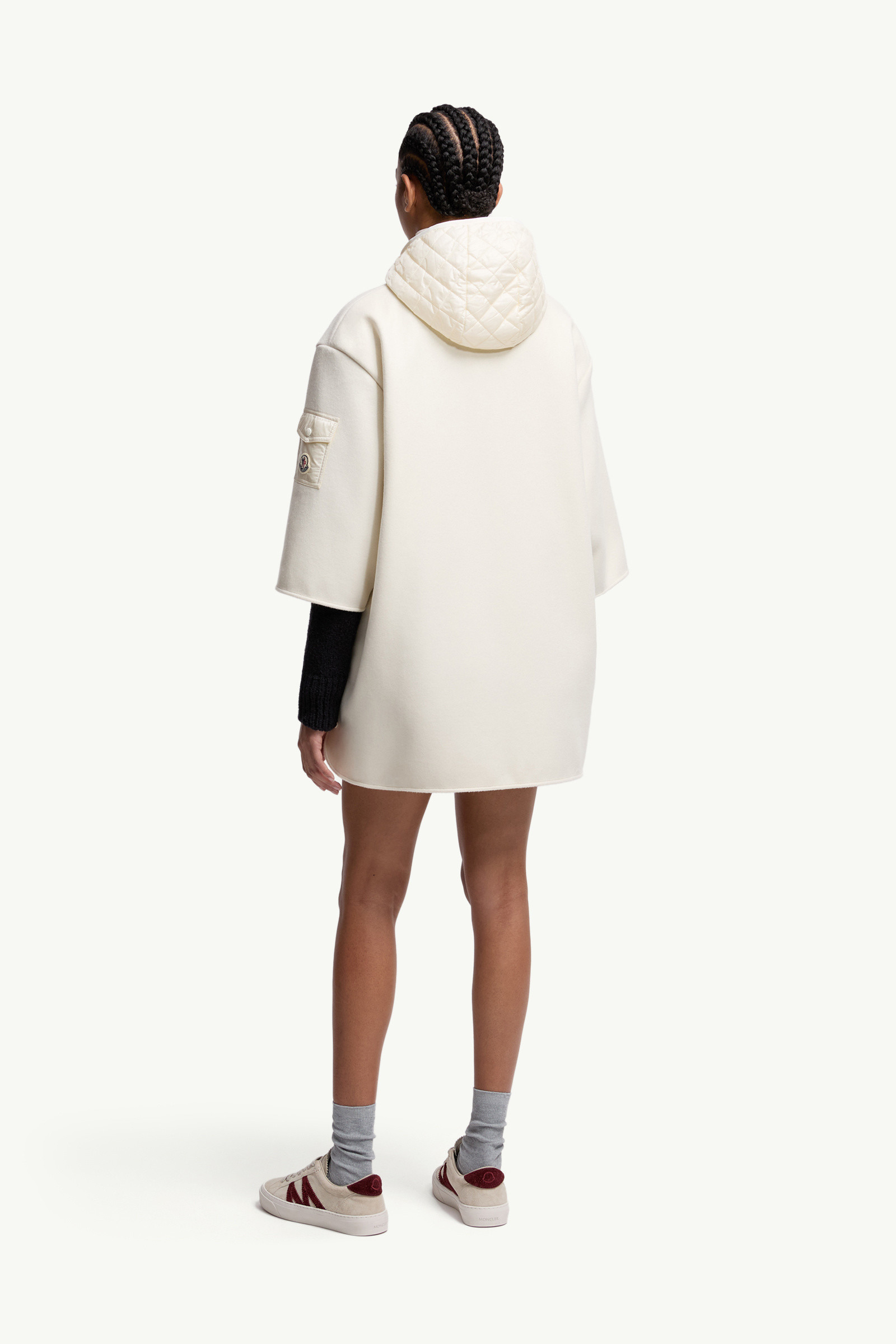 Wool Hooded Zip-Up Cape - 5