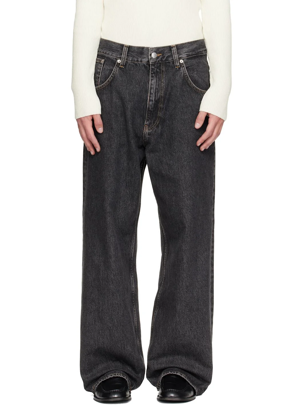 Black Super Wide Jeans - 1