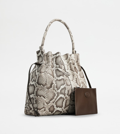 Tod's TOD'S DI BAG BUCKET BAG IN PYTHON MEDIUM WITH DRAWSTRING - BEIGE, BROWN outlook
