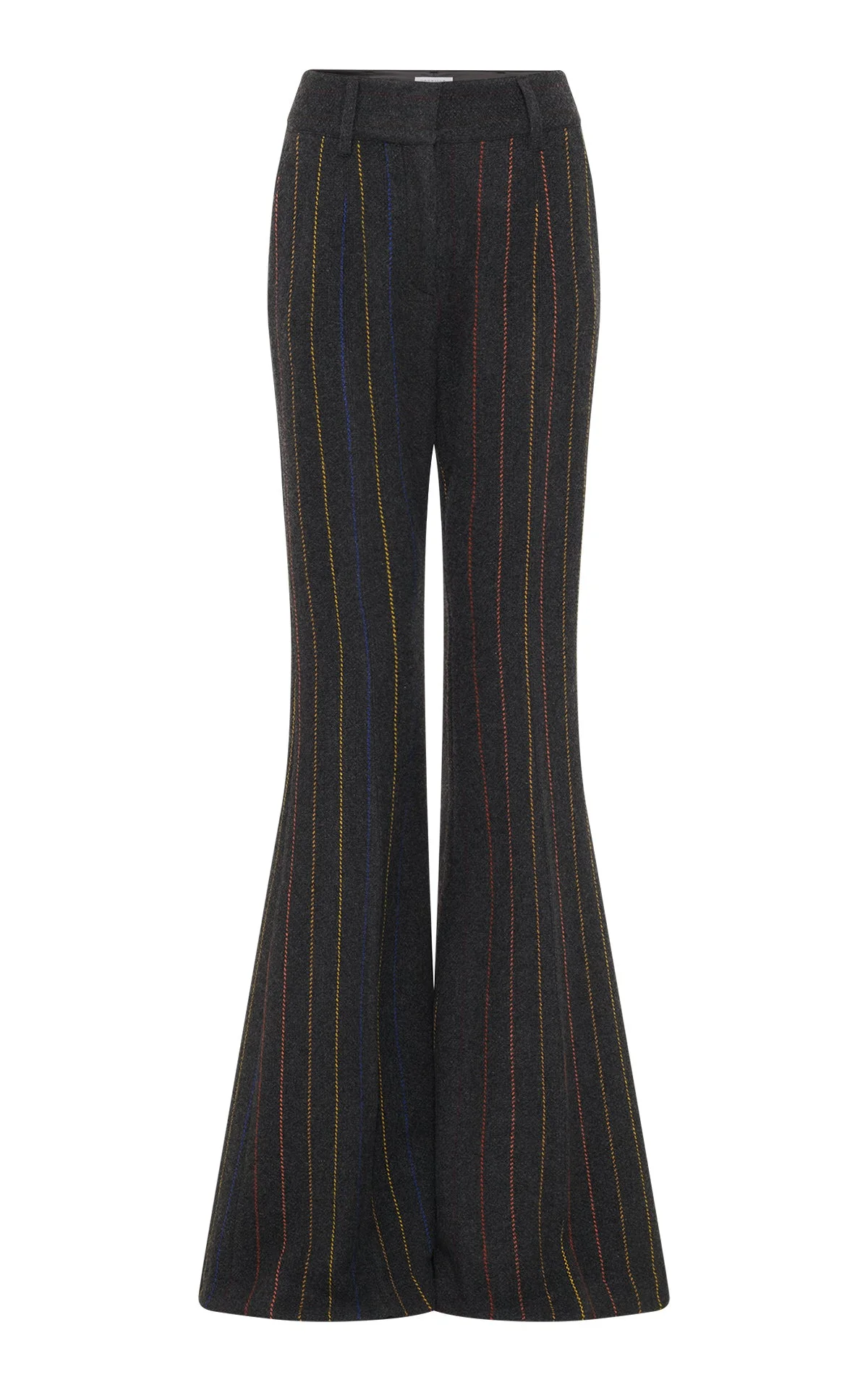 Rhein Flare Pant in Charcoal Multi Pinstripe Wool Cashmere - 1