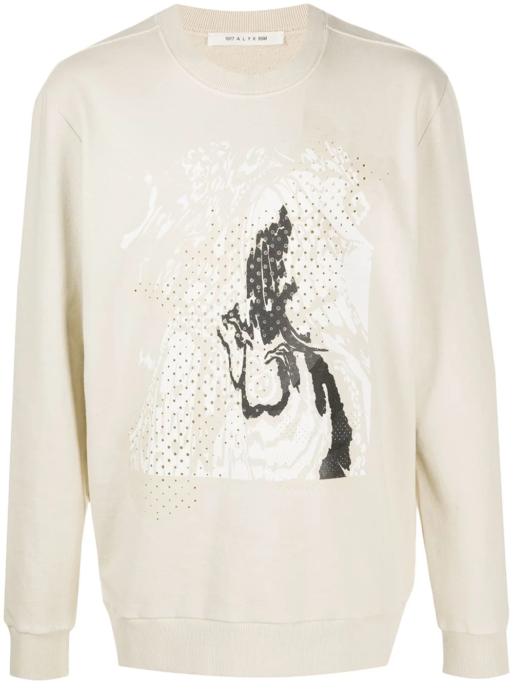 abstract-print perforated sweatshirt - 1