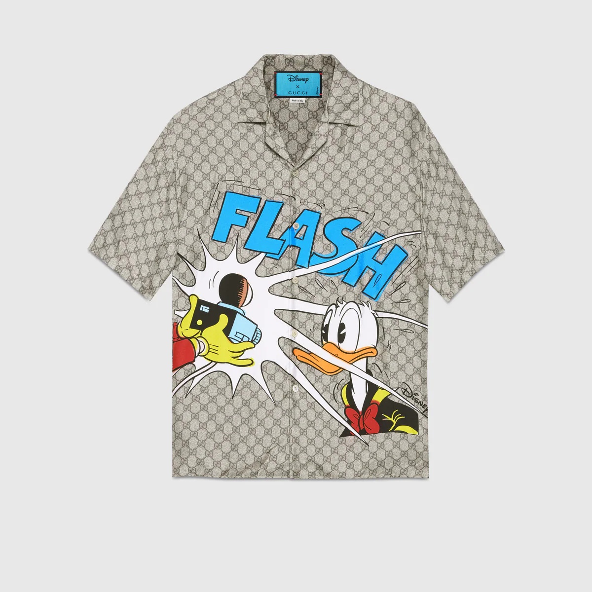 Disney x Gucci Donald Duck print silk bowling shirt - 1