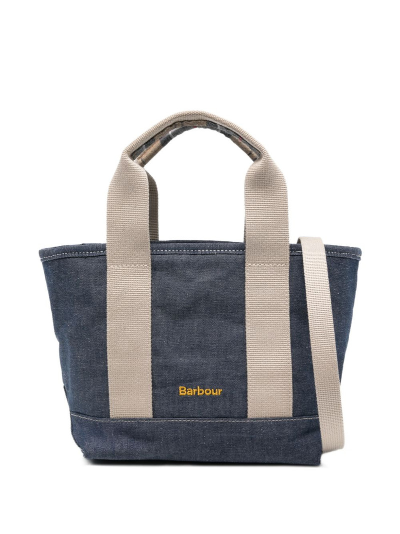 mini Mya tartan-detail denim tote bag 1