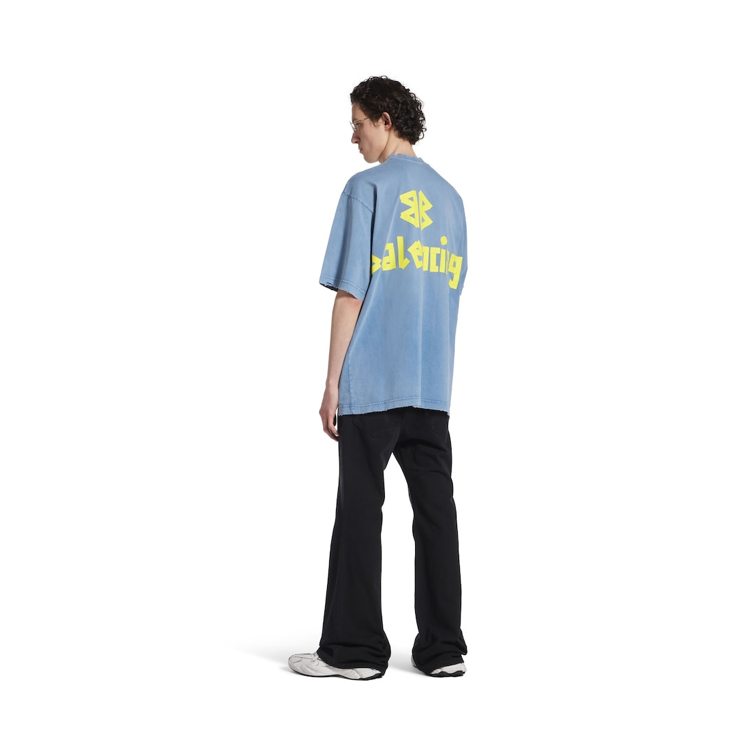 Men's Tape Type T-shirt Medium Fit in Faded Blue - 3