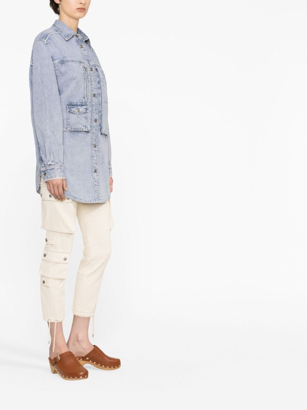 cotton-hemp blend chambray shirt jacket - 3
