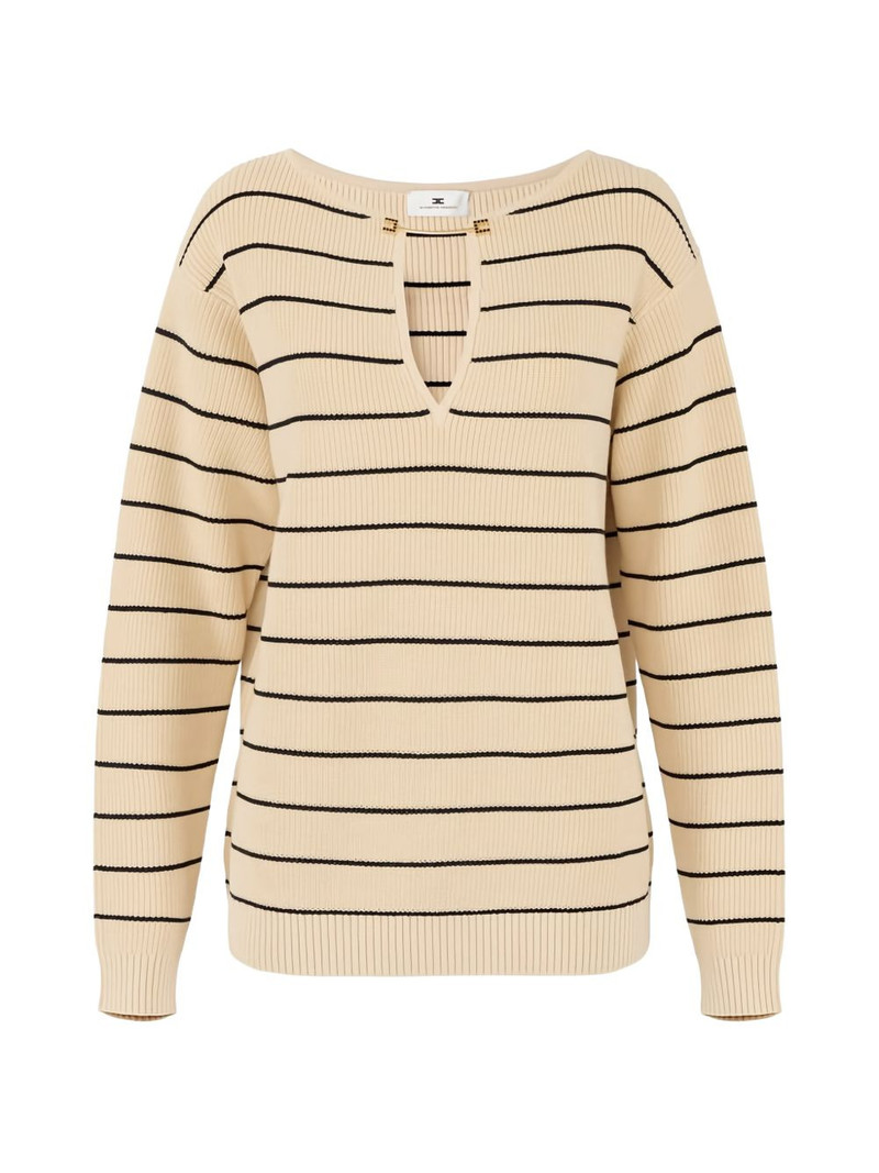 striped v-cut knit pullover 1